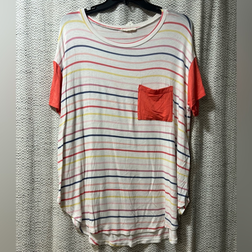Striped Women's Top with Red Accents